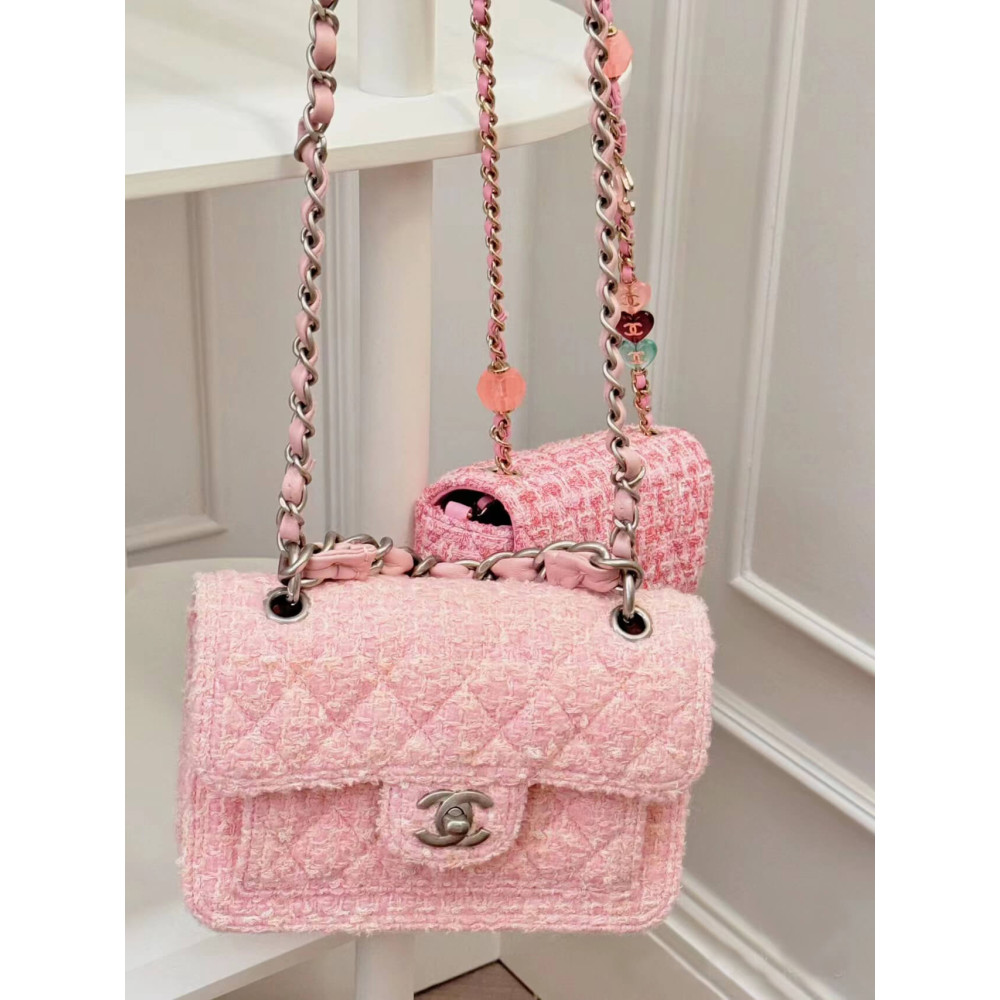 Chanel Mini Flap Bag Pink Tweed AS4051