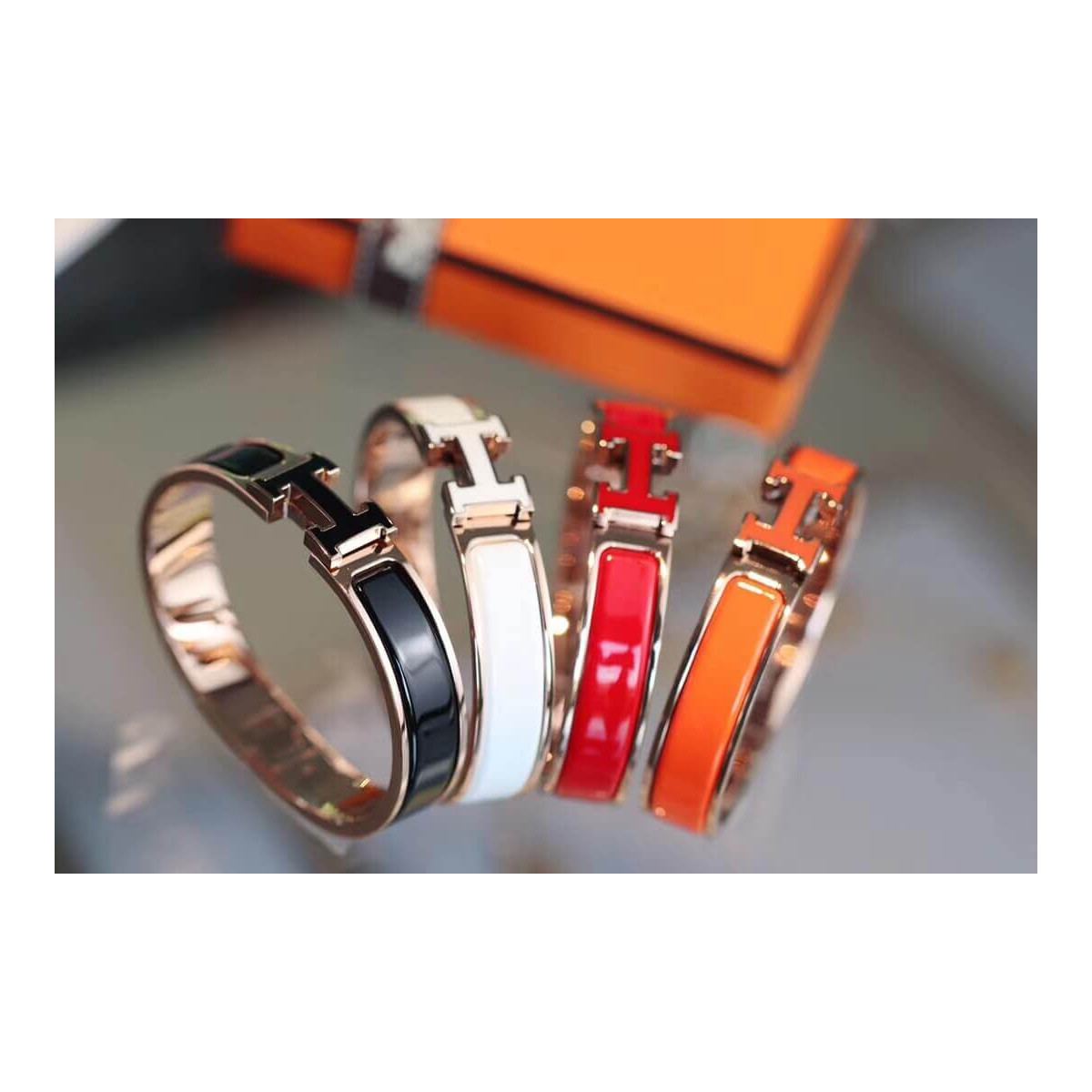 Hermes Narrow Clic Clac H Enamel Bracelet