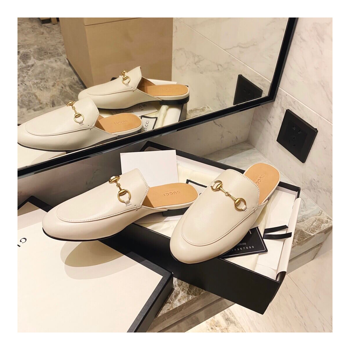 Gucci Princetown Leather Slipper 423513 White