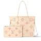 Louis Vuitton Monogram Empreinte Leather Neverfull MM M21579 Creme/Pink