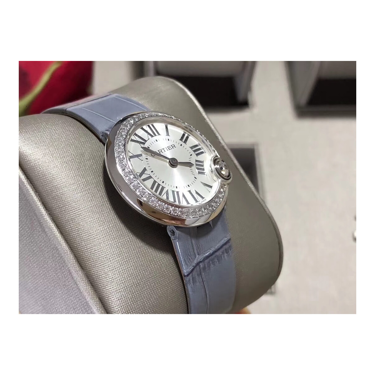 Cartier Ballon Blanc De Silver Diamonds Quartz Watch WGBL0005