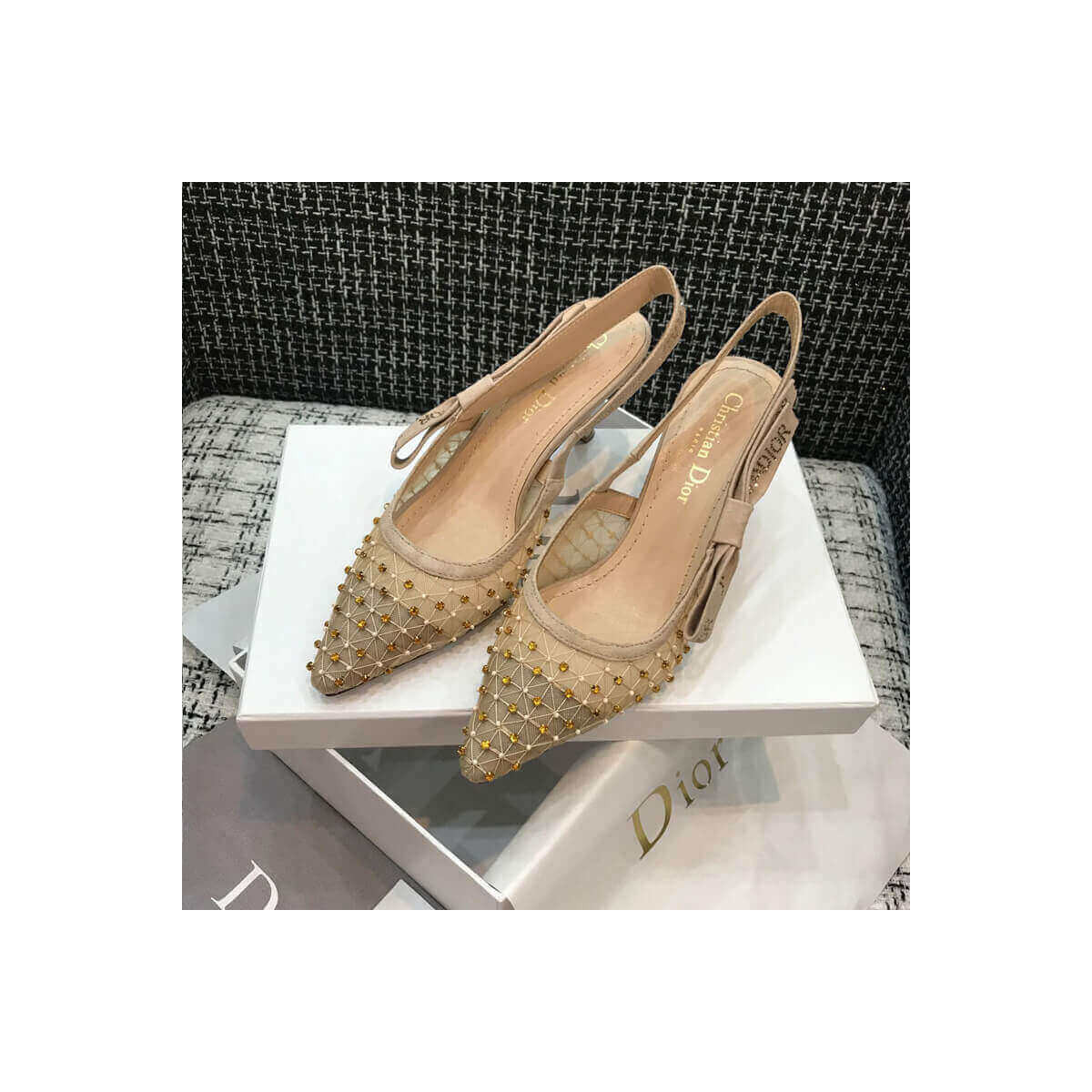 Dior J&#039;adior Slingback Pump with Thread and Bead Embroidery P767