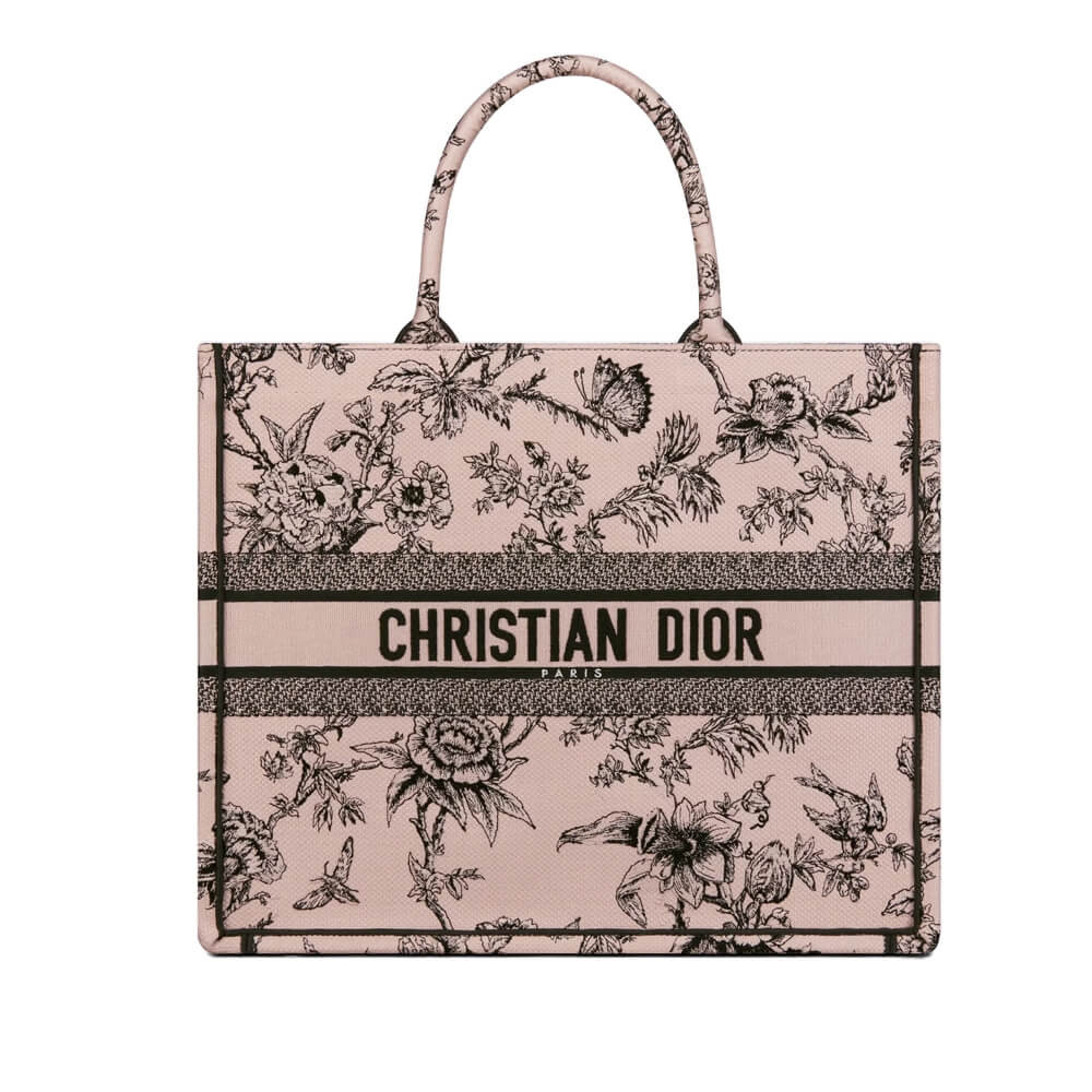 Christian Dior Book Tote Powder Pink Jardin Botanique Embroidery