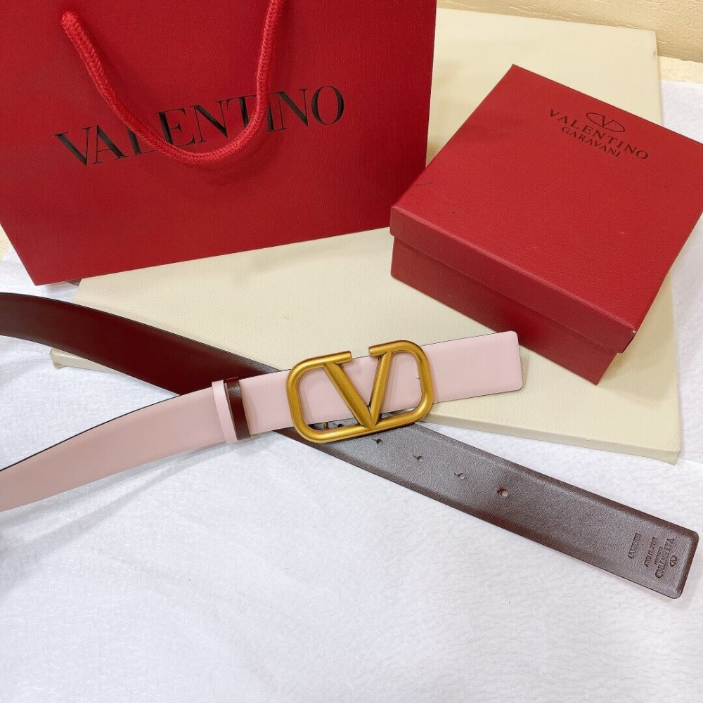 Valentino Reversible Vlogo Signature Belt In Glossy Calfskin 40 mm