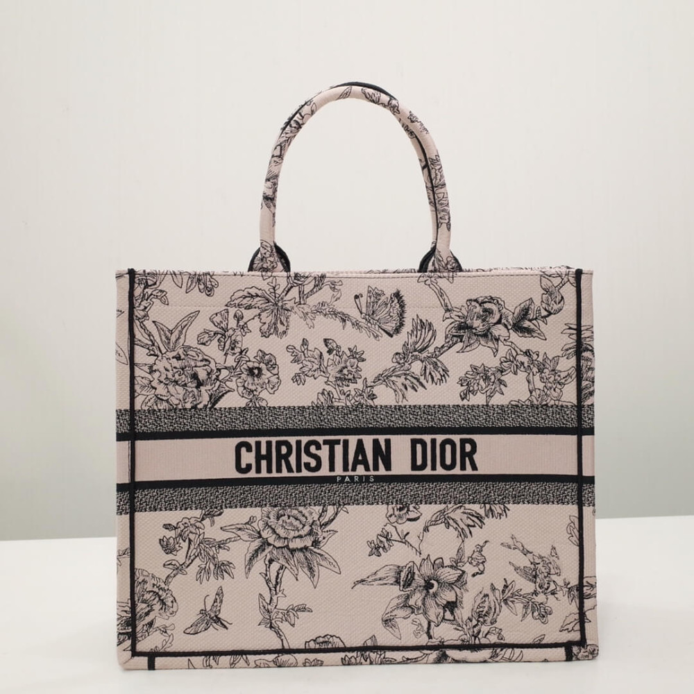 Christian Dior Book Tote Powder Pink Jardin Botanique Embroidery