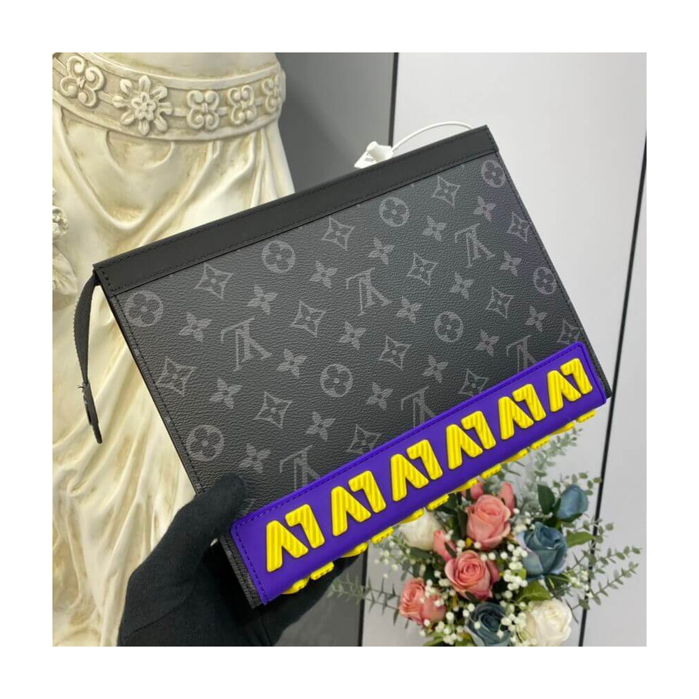 Louis Vuitton Pochette Voyage MM Monogram Eclipse LV Rubber M80792