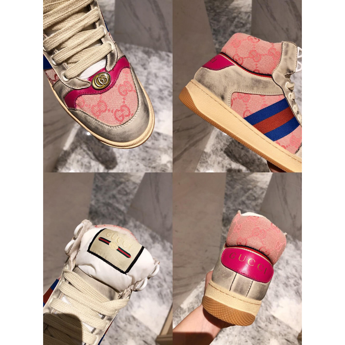 Gucci Screener GG High-Top Sneaker 563730 Rosy