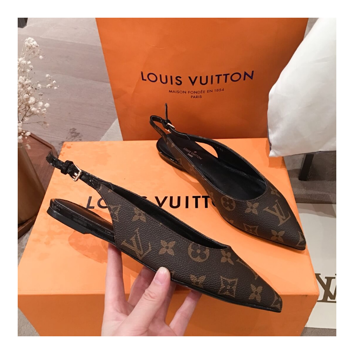 Louis Vuitton Monogram Cherie Slingback Ballerina 1A68AV