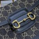 Gucci Horsebit 1955 Denim Shoulder Bag 602204 Black