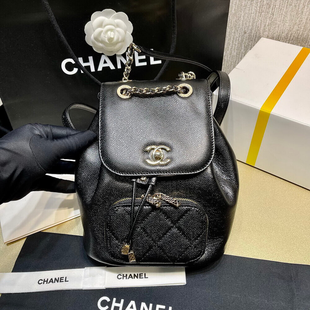 Chanel Business Affinity Mini Backpack in Black Caviar AS3530