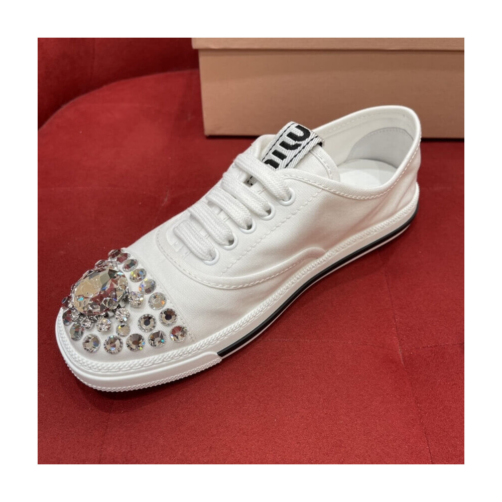 Miu Miu Crystal Embellished Low-Top Sneakers 338308