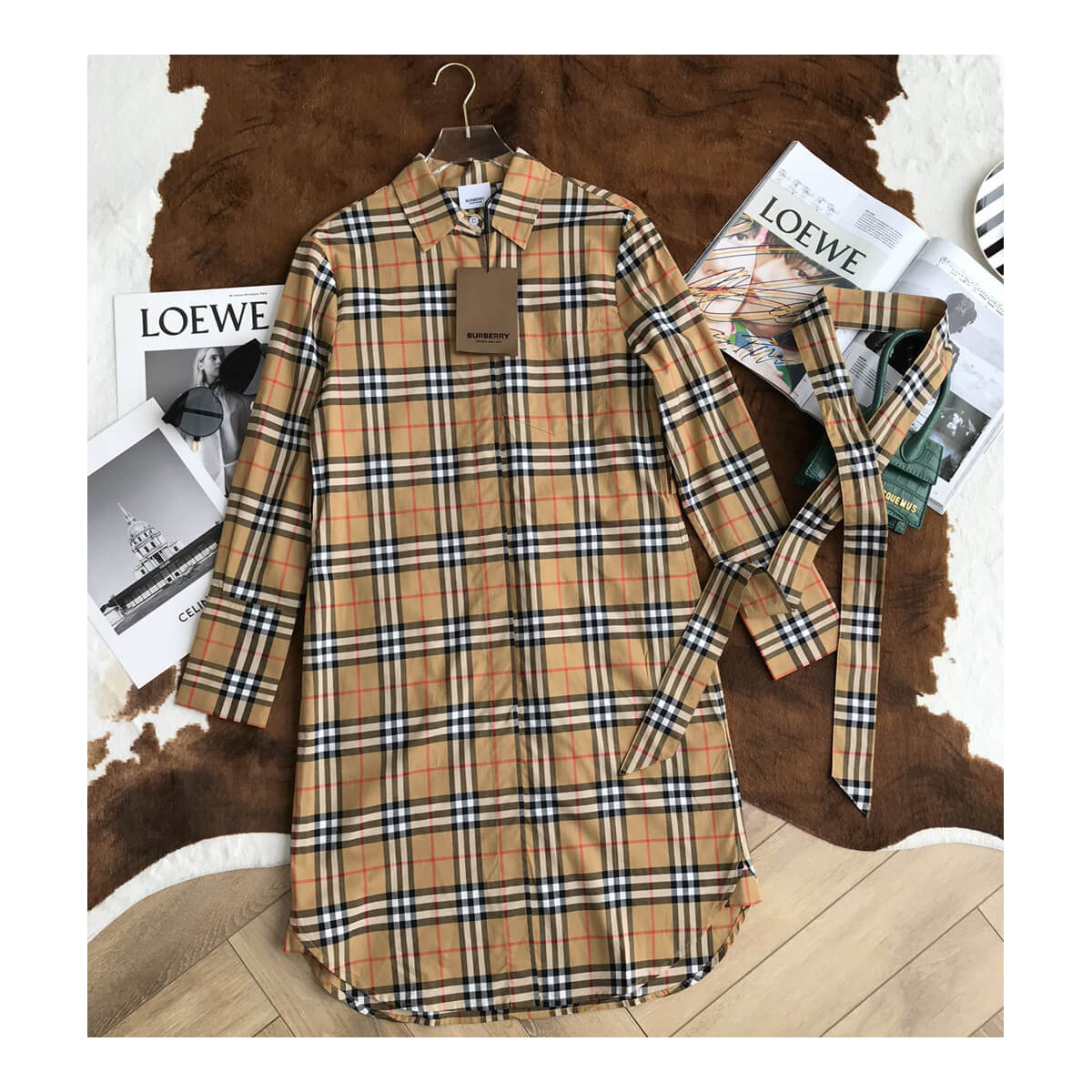 Burberry Vintage Check Cotton Tie-waist Shirt Dress 40734551