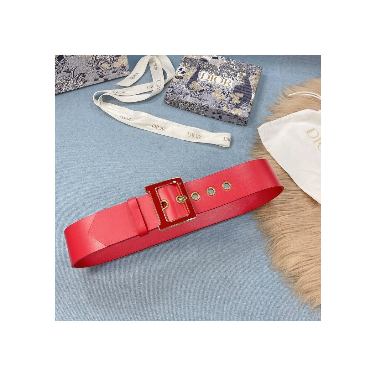 Christian Dior Diorquake 5.0cm Belt Red