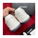 Chanel Grained Calfskin Fabric Logo Sneakers G41350 White Black