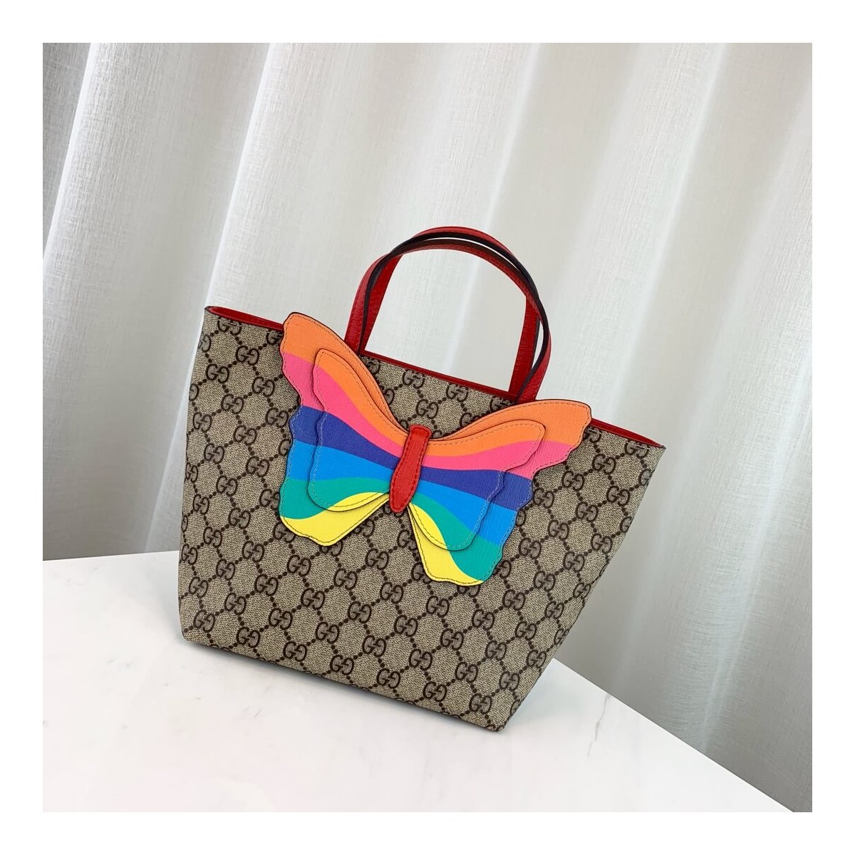 Gucci Children&#039;s GG Tote With Rainbow Butterfly 550768