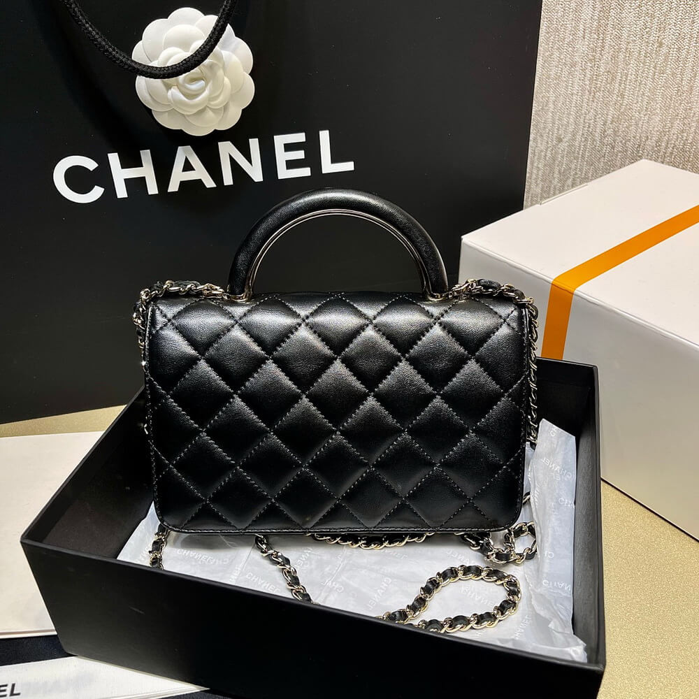 Chanel Wallet On Chain Top Handle Lambskin WOC AP2844 Black