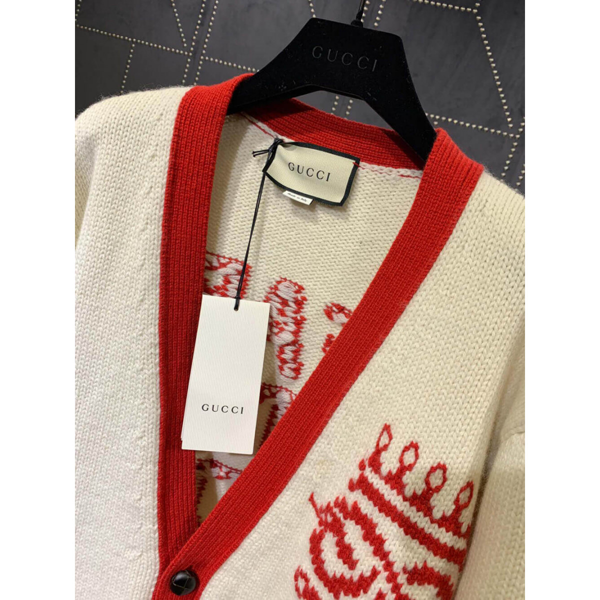 Gucci Far Better Not Slogan-Jacquard Wool Cardigan