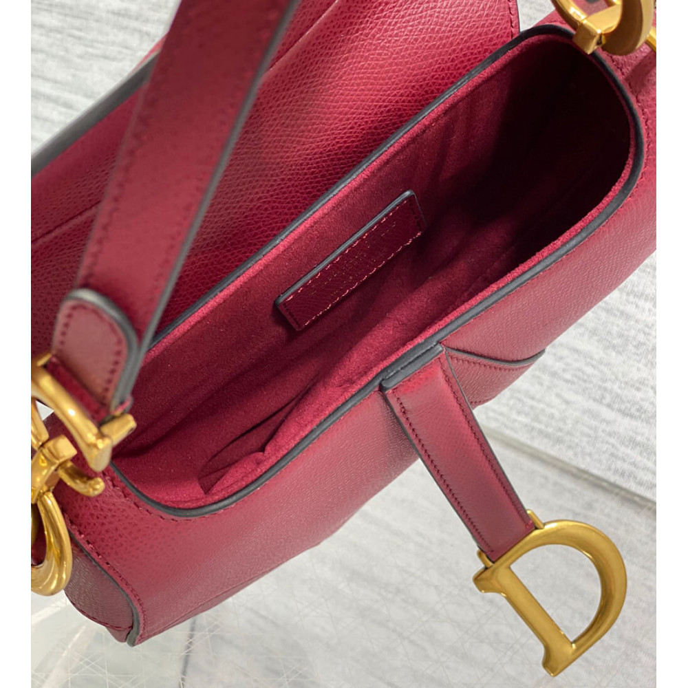 Dior Mini Saddle Bag with Strap Grained Calfskin M0456