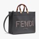 Fendi Sunshine Medium Python Embossed Logo Dark Grey Tote 8BH386