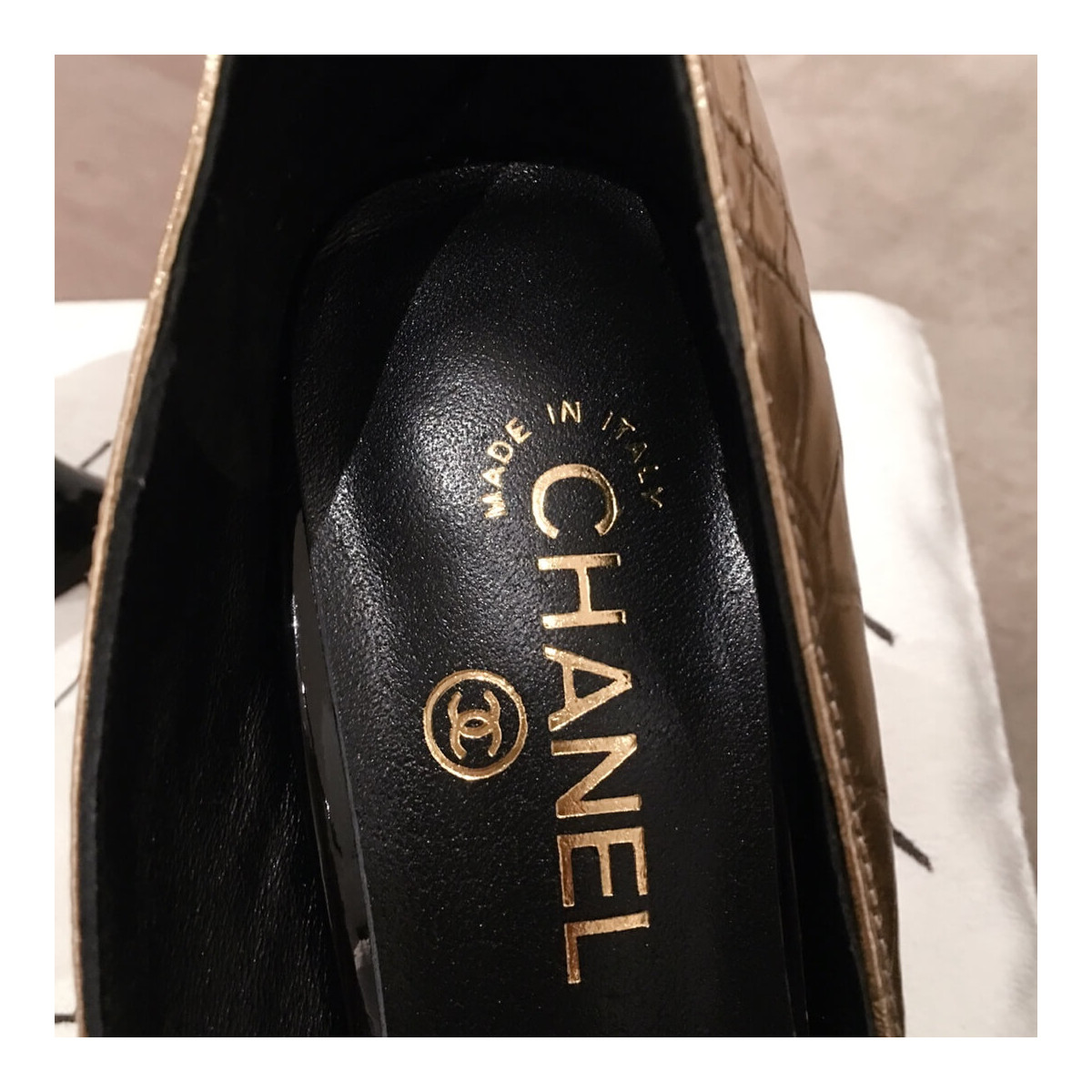 Chanel Crocodile Patent Pumps G35827