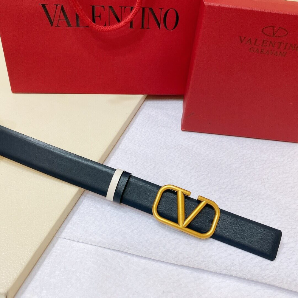 Valentino Reversible Vlogo Signature Belt In Glossy Calfskin 30 mm