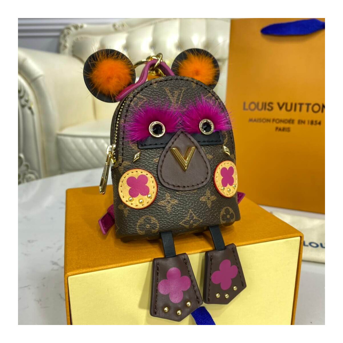 Louis Vuitton Palm Springs Bear Bag Charm and Key Holder M69552