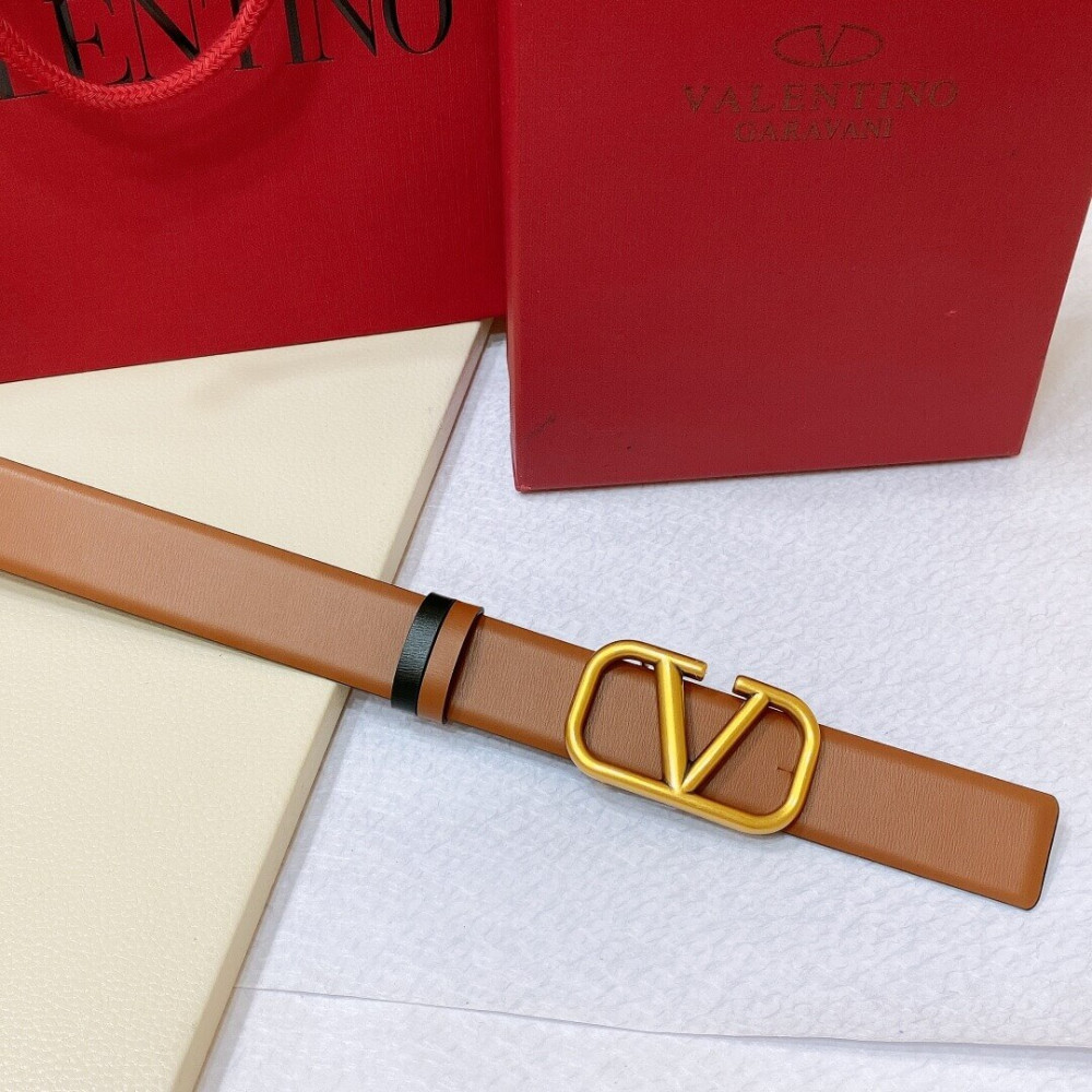 Valentino Reversible Vlogo Signature Belt In Glossy Calfskin 30 mm