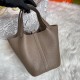 Hermes Picotin Lock Bag in Taurillon Clemence Etoupe Grey