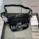 Balenciaga Graffiti Explorer Waist Bag 180402 Black/White