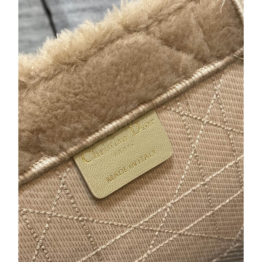 Christian Dior Large Book Tote Beige Cannage Shearling M1286