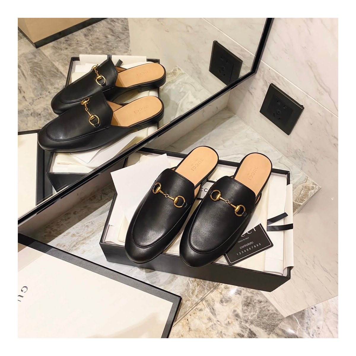 Gucci Princetown Leather Slipper 423513 Black