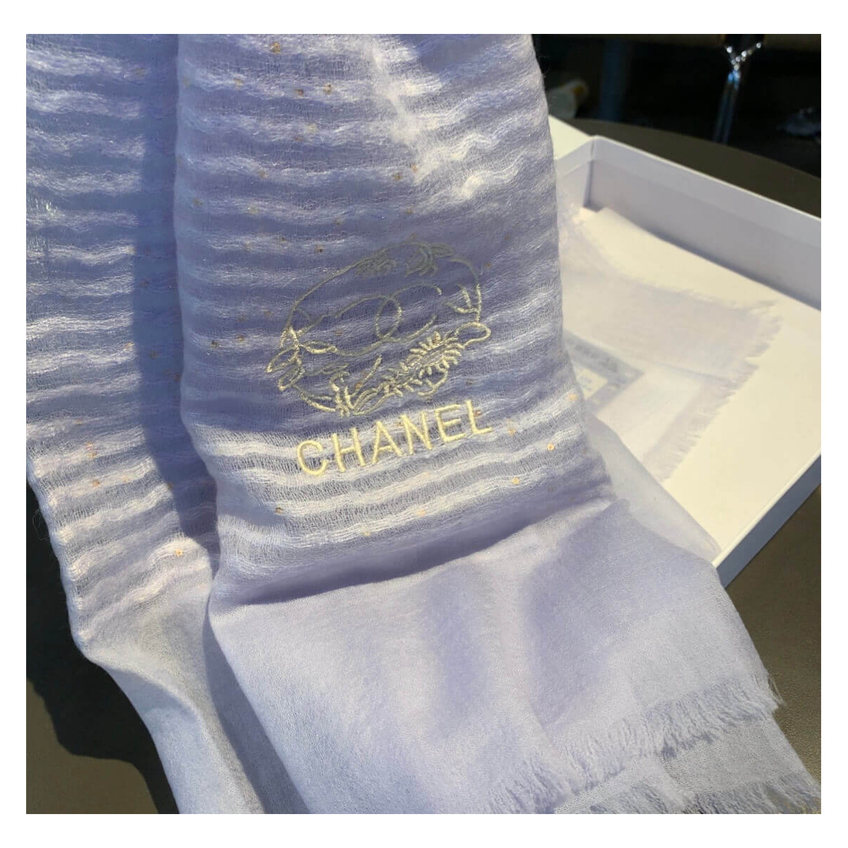 Chanel Cashmere CC Scarf A0340