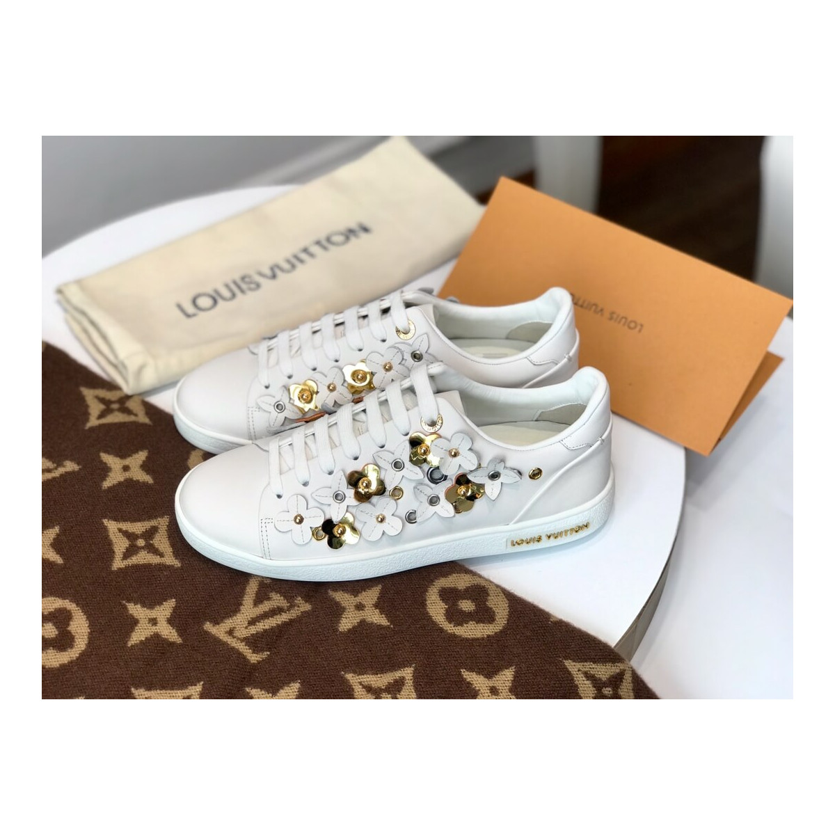 Louis vuitton Frontrow Flower Applique Sneaker 1A5NQK White