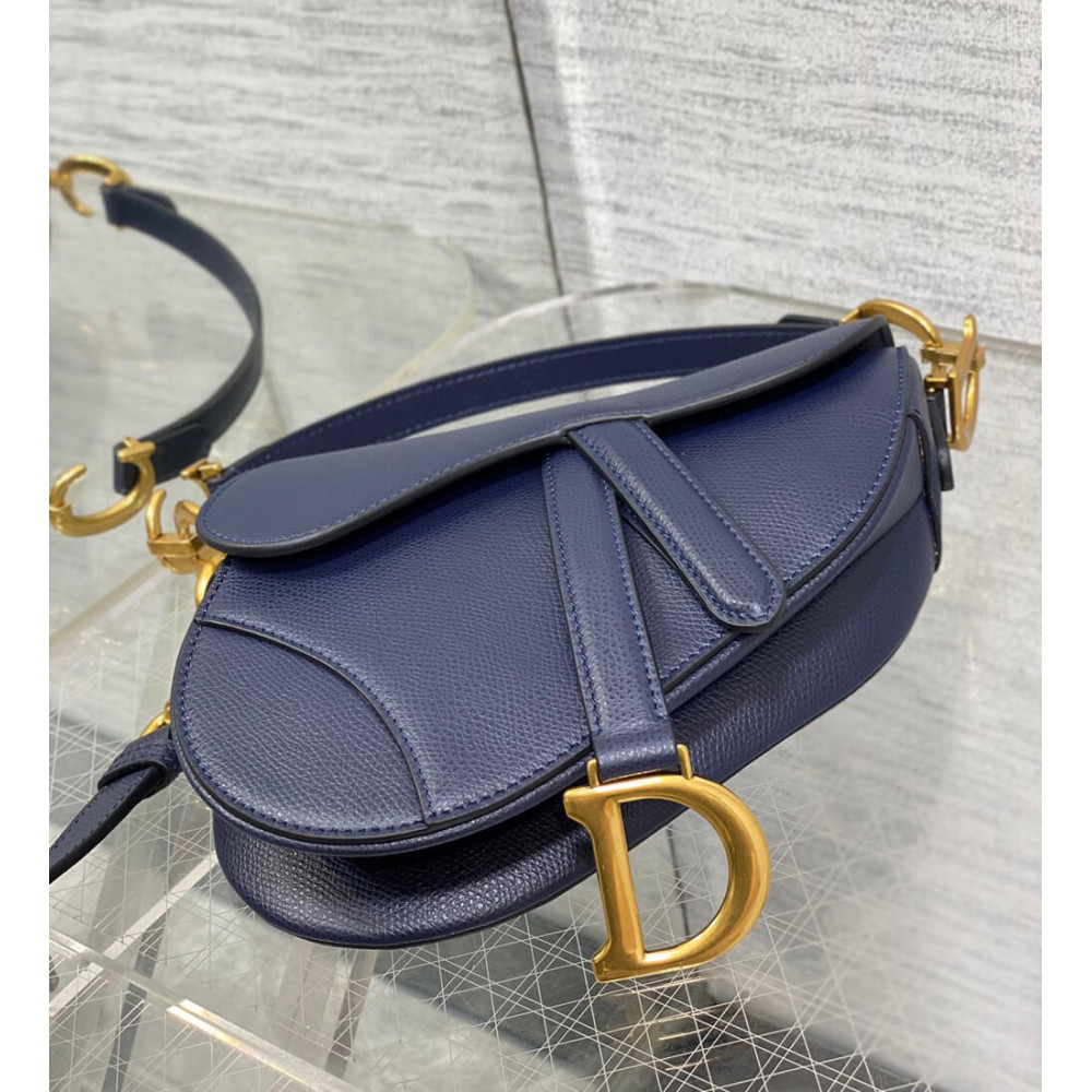 Dior Mini Saddle Bag with Strap Grained Calfskin M0456