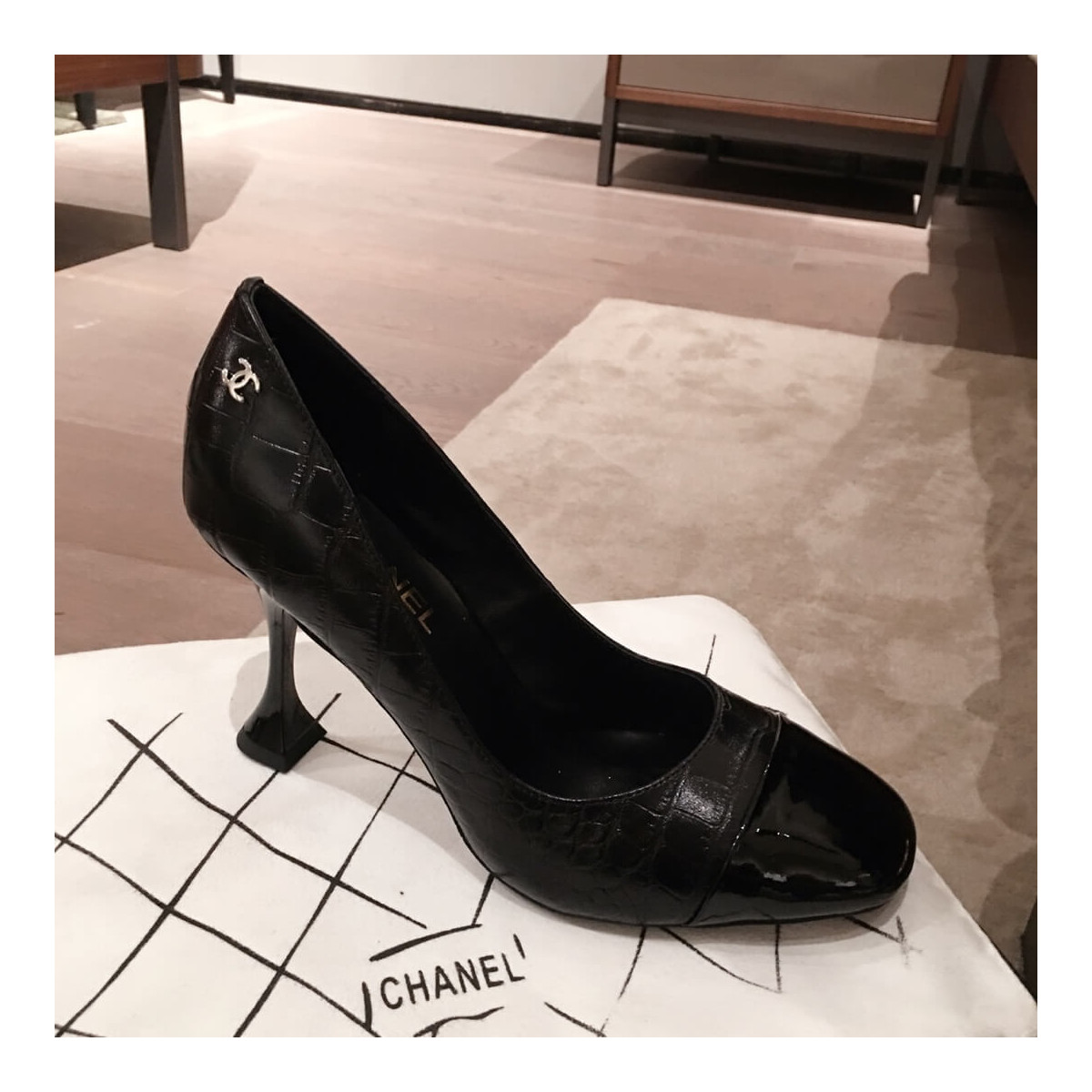 Chanel Crocodile Patent Pumps G35827