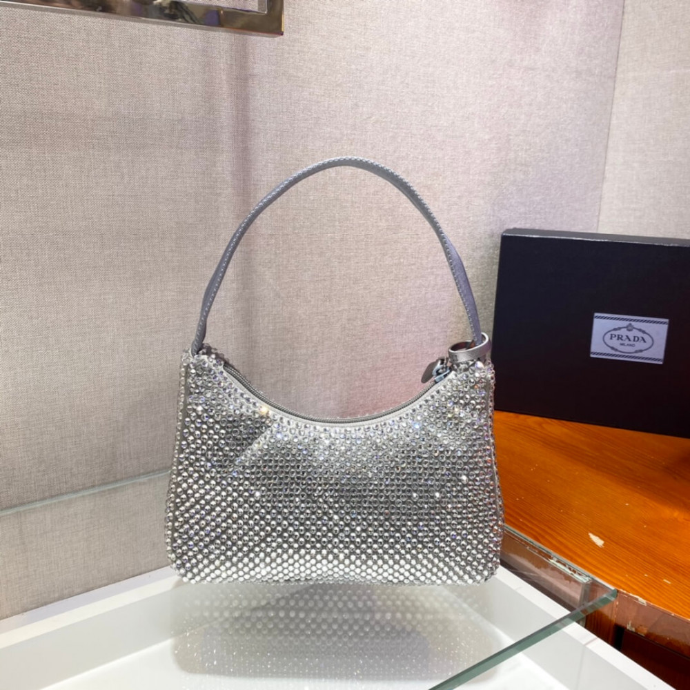 Prada Satin Mini-Bag With Artificial Crystals 1NE515