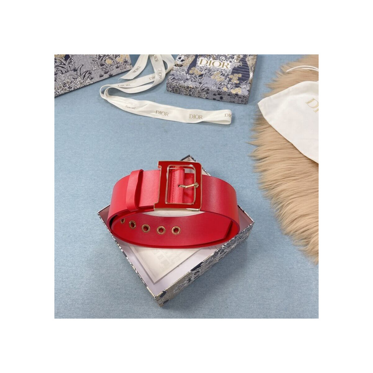 Christian Dior Diorquake 5.0cm Belt Red