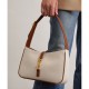 Saint Laurent Le 5A7 Leather-Trimmed Canvas Shoulder Bag White 657228