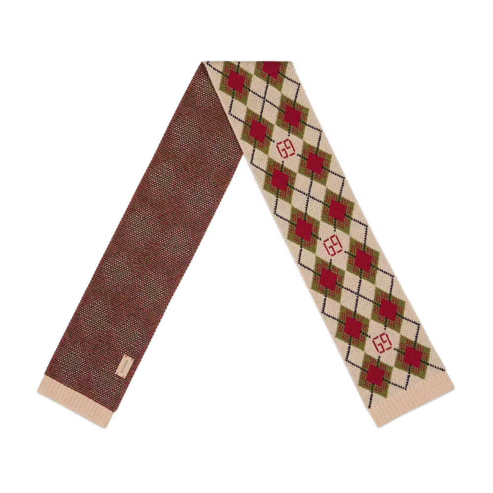 Gucci GG Argyle Wool Scarf 660631