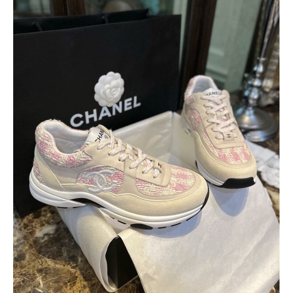 Chanel Tweed Low Cut Sneakers G38299 Pink