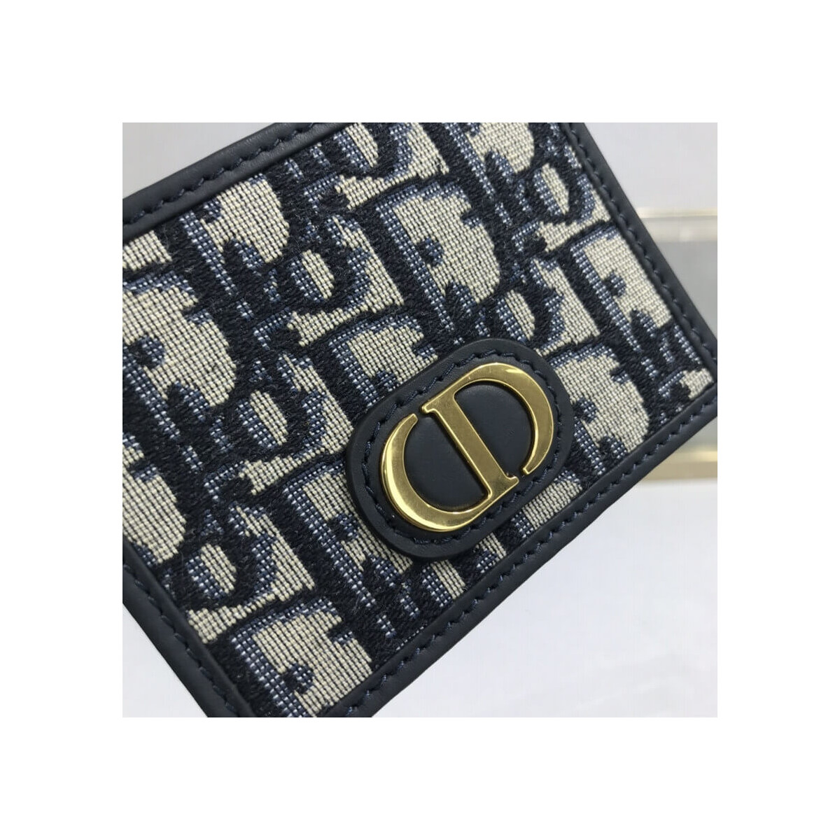 Dior 30 Montaigne Flat Card Holder Blue Oblique Jacquard S2098