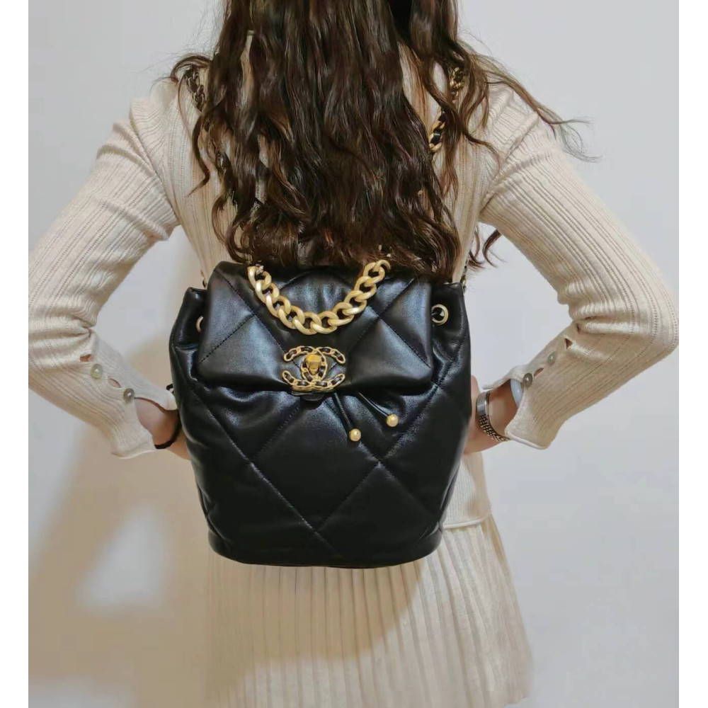 Chanel 19 Backpack Black Quilted Lambskin AS4223