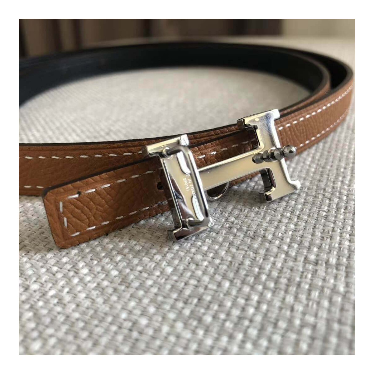 Hermes 5382 Rock Belt Buckle Leather Strap 13mm H0800