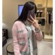 Chanel Light Pink &amp; Light Green Cashmere Two-Tone Cardigan A92648