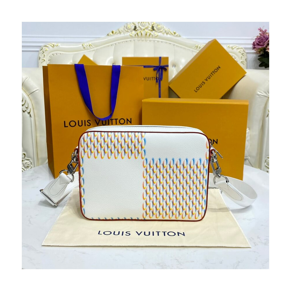 Louis Vuitton White Damier Spray Leather Trio Messenger M20665