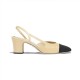 Chanel Goatskin &amp; Grosgrain Slingbacks Beige G31318