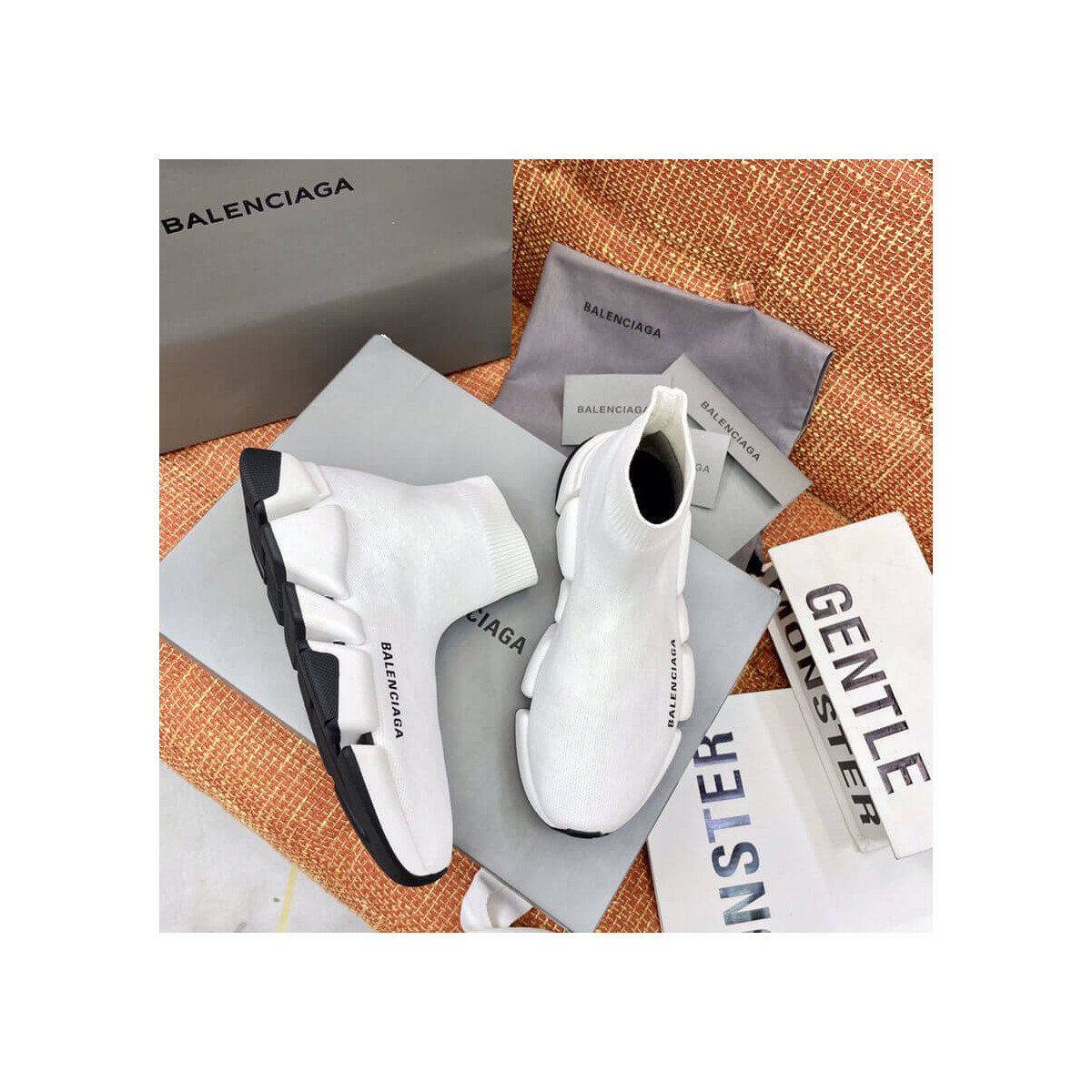 Balenciaga Speed 2.0 Knit Sock Sneakers 617239 White