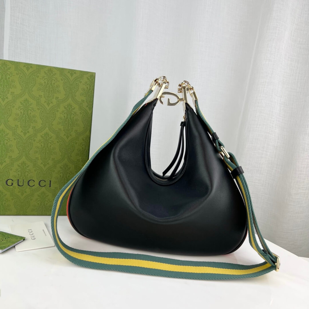 Gucci Black Leather Attache Medium Shoulder Bag 702823