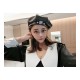 Alexander Wang Leather With Crystal Logo Beret Hat 1305