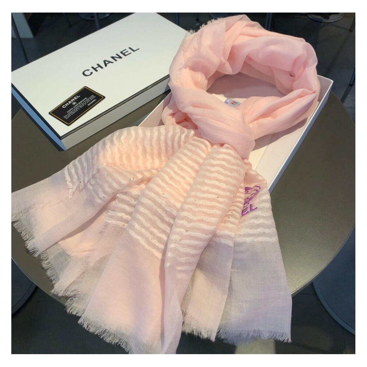 Chanel Cashmere CC Scarf A0340